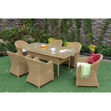 High Quality Poly Rattan Outdoor 6 Chairs Dining Set